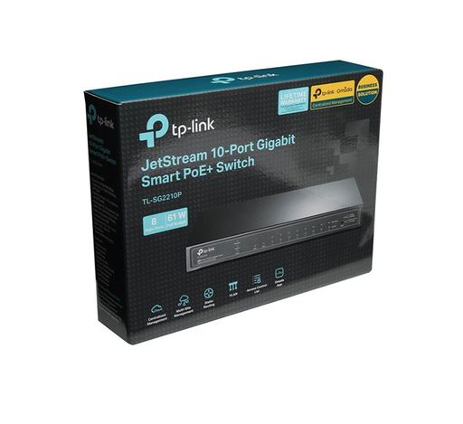 [TL-SG2210P] TP-LINK Switch JetStream 8 ports Gigabit Smart PoE+ et 2 emplacements SFP